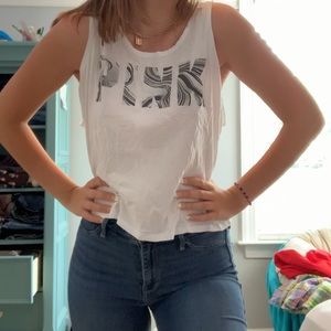 white PINK tank top